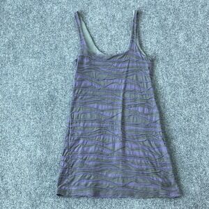 Free People Shirt Womens Large Purple Stripped  Ruffled Sleeveless Tank Top Line